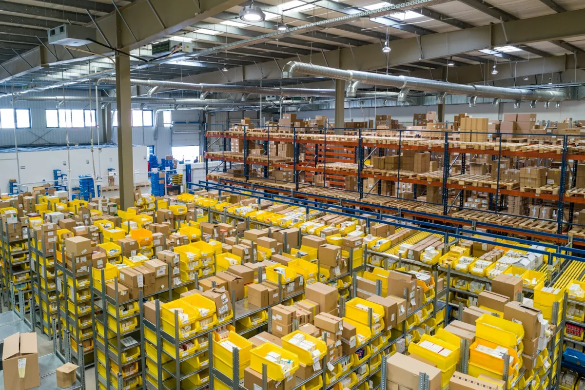 Ecommerce fulfillment warehouse with organized inventory