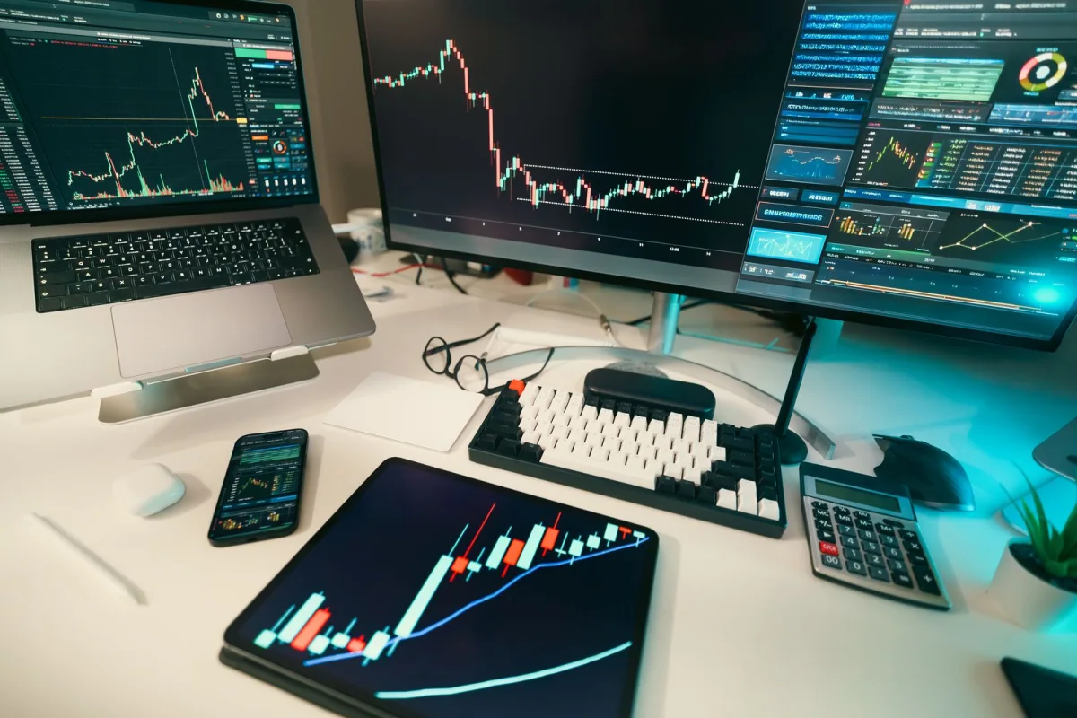 Customer checking investments and finances on a mobile fintech app