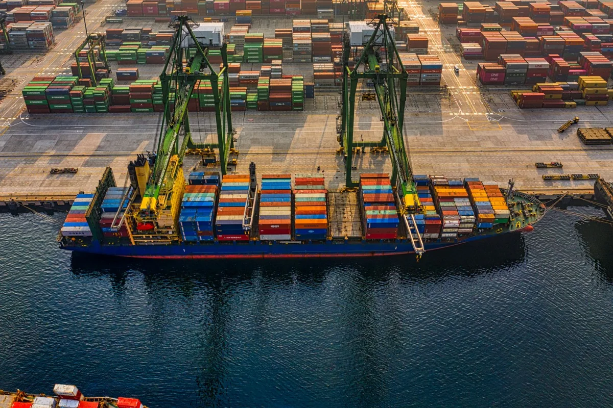 Shipping containers and cargo logistics at a modern port
